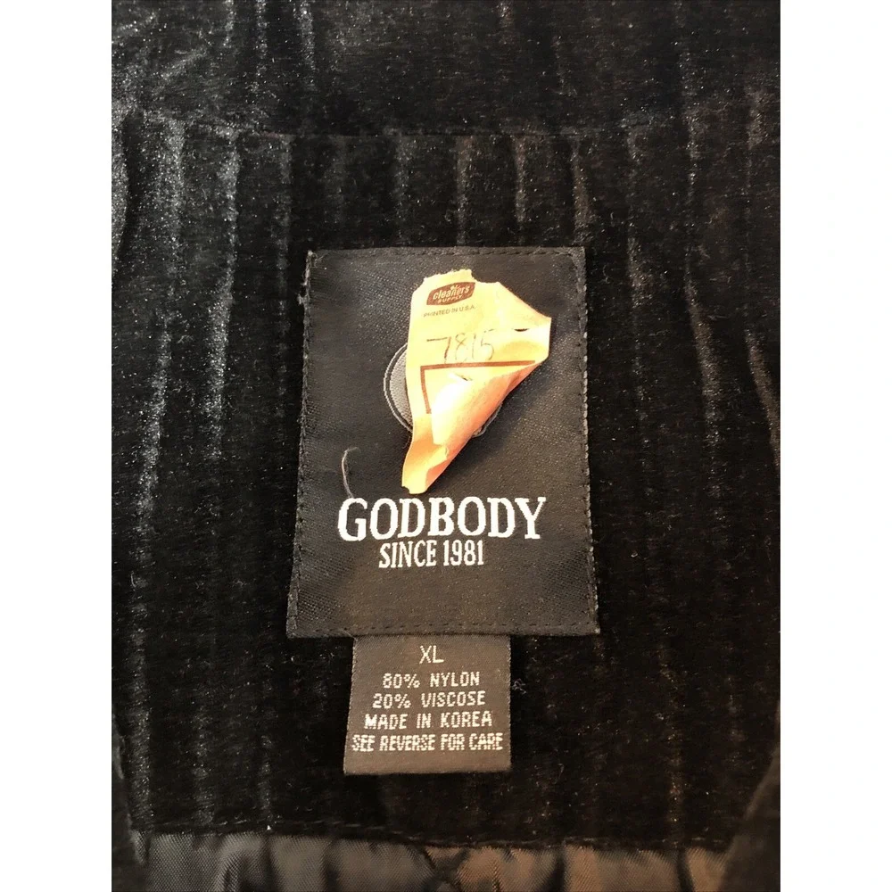 Godbody Since 1981 Jacket Men's XL Black Full Zip Coat Quilted Heavy‎ Streetwear